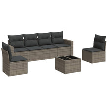 7-delige Loungeset met kussens poly rattan grijs 1 Grijs