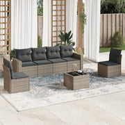Loungeset 7-delig poly rattan grijs