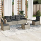 7-piece Lounge Set with cushions poly rattan light grey