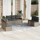 7-delige Loungeset met kussens poly rattan grijs Grijs Zonder tafel