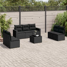 8-piece Lounge Set with Cushions Polyrattan Black