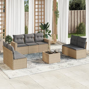 Loungeset 8-delig poly rattan beige