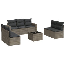 8-delige Loungeset met kussens poly rattan grijs 1 Grijs