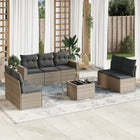 8-piece Lounge Set with Cushions Poly Rattan Grey