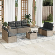 Loungeset poly rattan grijs 8-delig
