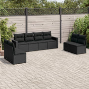 Loungeset poly rattan 8-delig zwart