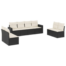 8-delige Loungeset met kussens poly rattan zwart 1 Zwart en crème