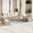 Loungeset poly rattan 8-delig beige met kussens
