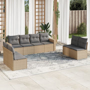 Loungeset 8-delig poly rattan beige