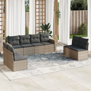 Loungeset 8-delig poly rattan grijs