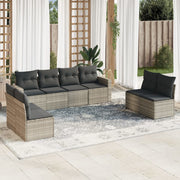 Loungeset 8-delig poly rattan lichtgrijs