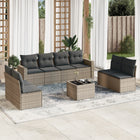 9-piece Loungeset with cushions poly rattan grey