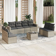 Loungeset 9-delig poly rattan lichtgrijs