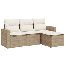 4-delige Loungeset met kussens poly rattan beige 1 beige and cream