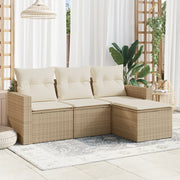 Loungeset 4-delig poly rattan beige