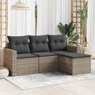 4-piece Lounge Set with cushions poly rattan grey