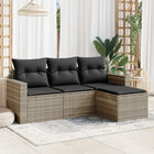 4-piece Lounge Set with Cushions Poly Rattan Light Grey