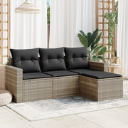 Loungeset poly rattan lichtgrijs 4-delig