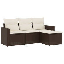 4-delige Loungeset met kussens poly rattan bruin