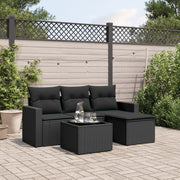 Loungeset 5-delig poly rattan zwart