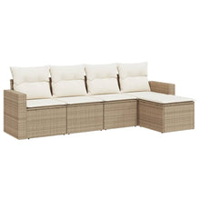 5-delige Loungeset met kussens poly rattan beige 1 beige and cream