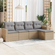 Loungeset 5-delig poly rattan beige