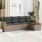 Loungeset poly rattan grijs 5-delig