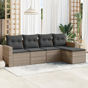 Loungeset poly rattan grijs 5-delig