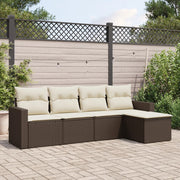 Loungeset 5-delig poly rattan bruin