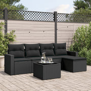 Loungeset 6-delig poly rattan zwart