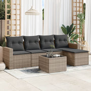 Loungeset 6-delig poly rattan grijs