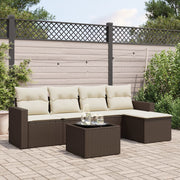 Loungeset 6-delig poly rattan bruin