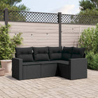 4-piece Loungeset with cushions poly rattan black