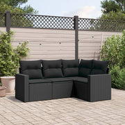 Loungeset 4-delig poly rattan zwart