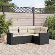 Loungeset poly rattan zwart 4-delig