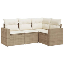 4-delige Loungeset met kussens poly rattan beige 1 beige and cream