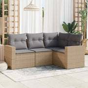 Loungeset 4-delig poly rattan beige