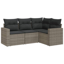 4-delige Loungeset met kussens poly rattan grijs 1 Grijs