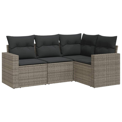 4-delige Loungeset met kussens poly rattan grijs 1 Grijs