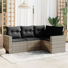 4-piece Lounge Set with Cushions Poly Rattan Light Grey