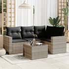 5-piece Lounge Set with cushions poly rattan light gray