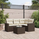 Loungeset poly rattan bruin 5-delig