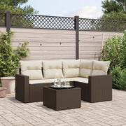 Loungeset poly rattan bruin 5-delig