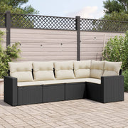 Loungeset 5-delig poly rattan zwart