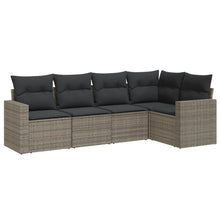 5-delige Loungeset met kussens poly rattan grijs 1 Grijs