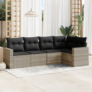 Loungeset 5-delig poly rattan lichtgrijs