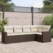 Loungeset poly rattan bruin 5-delig