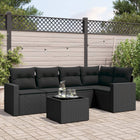 6-piece Lounge Set with Cushions Poly Rattan Black
