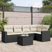 6-piece Lounge Set with Cushions Poly Rattan Black
