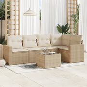 Loungeset 6-delig poly rattan beige